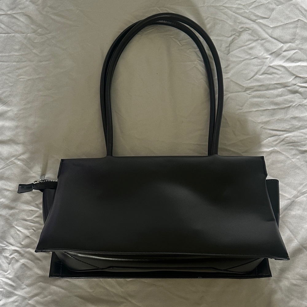 Madison West Black Shoulder Bag with Double Handles